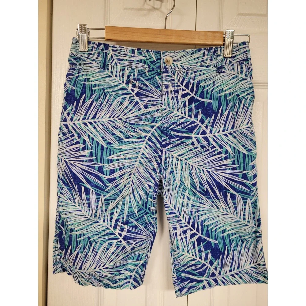 Gymboree Boys Shorts Size 12 Bundle Flamingo Khaki Tropical Palm Leaf Blue 2pk